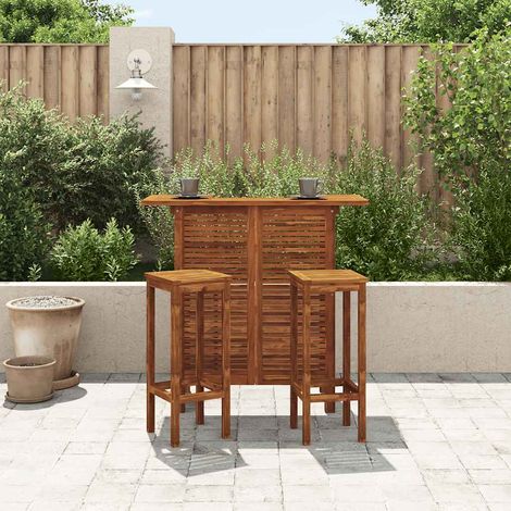 Set de 1 Table et 2 Tabourets de bar, Ensemble Table et Chaises Bois d'acacia massif OIB7046E (1/5)