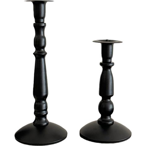Ensemble de deux chandeliers en fer forgé - Luxe discret - Décoration intérieure - Style vintage - Noir - Grand + Petit (1/5)