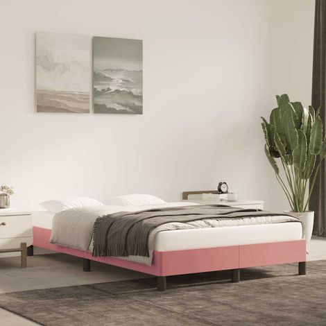 Estructura de cama sin colchón terciopelo rosa 120x190 cm (1/5)