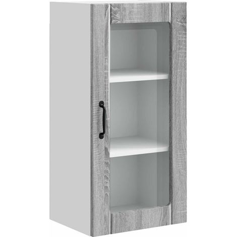 Maison Exclusive - Mobile in vetro da parete PORTO Grigio Sonoma 40 x 31 x 80 cm (1/5)