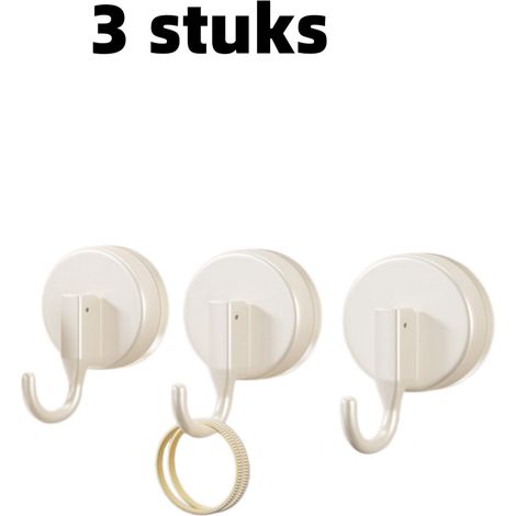 pièce - Crochet - Ventouse - Fixation sans perçage - Crochet auto-adhésif puissant - Convient aux portes de cuisine et de salle de bain - 5,7 cm x 5,5 cm x 3,2 cm - Blanc (1/5)
