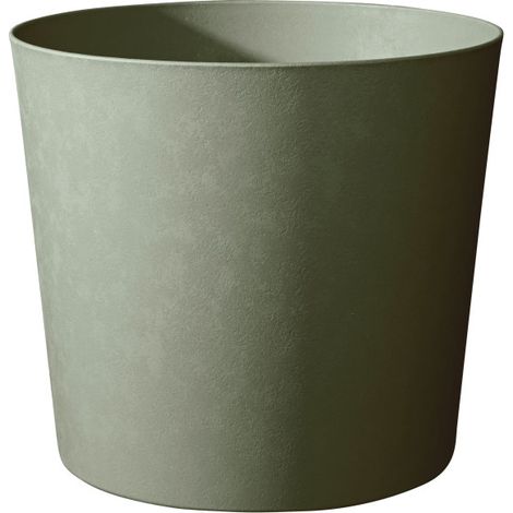 Pot de fleurs Conique Ø 40 cm - EDA - Element - 30 L - Systeme de drainage - Intérieur / Extérieur - Ø 39,1 x H 32 cm - Kaki (1/3)