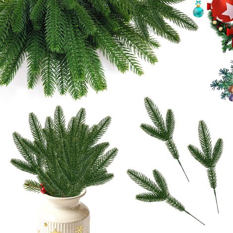 Künstliche Tannenzweige, 80 Stück Tannenzweige Künstlich, Tannenzweige Künstlich Wie Echt, Kiefernzweige Kunststoff, Künstliche Kiefernzweige,für Weihnachten Kranz Girlande DIY Basteln Winter Deko (1/5)