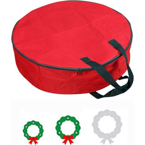 Sac de Rangement pour Couronne de Noël avec Poignées Résistantes, Double Fermeture Éclair et Poche Étiquettes, Conteneur de Stockage Imperméable (1/5)