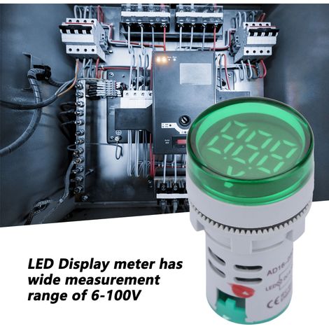 LED-Voltmeter-Signalleuchte, Digitalanzeige, Gleichspannungsmesser, Rundlampentester (Grün) (1/5)