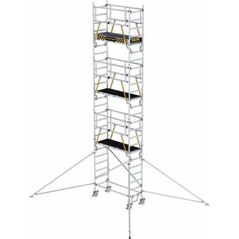 MUNK Rollgerüst FlexxTower SGX ergo mit klappbaren Dreieckauslegern und Schwenkfuß Plattformgröße 1,80x0,60m Arbeitshöhe 8,43m