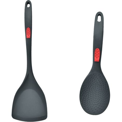 Spatule En Silicone - Ustensile De Cuisine Antiadhésif Résistant À La Chaleur - Pour Poêle Et Casserole - Lot De 2 (1/5)