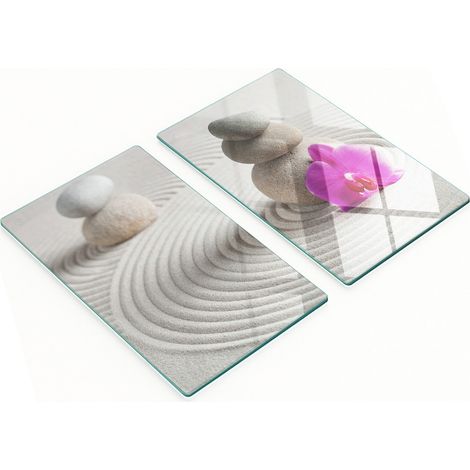 Dos tablas de cortar decorativas de vidrio templado con piedras zen 2x30x52 cm (1/5)
