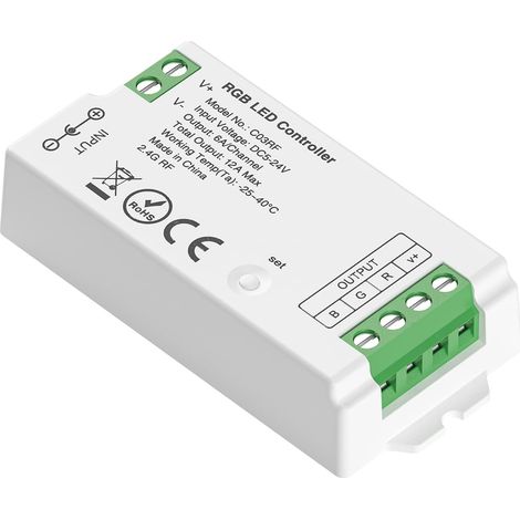C03RF 2.4Ghz RGB Contrôleur LED Support PWM 5050SMD FCOB Bande LED Ampoule Compatible avec RC03RF WR01RF Télécommande RF Fonctionne avec la passerelle Tuya (passerelle non incluse) (1/5)