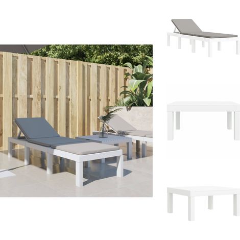 Sonnenliege mit Auflagen Weiß PP - Sonnenliege - Gartenmöbel - Lounge Möbel - Outdoor Möbel - Relax Liege (1/5)