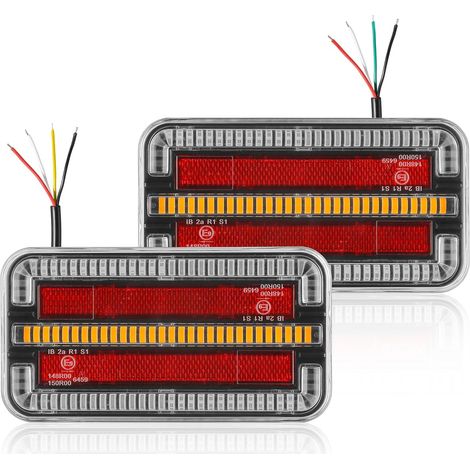2 x Rectangulaires Feux Arrière Led Remorque 12V 24V Universel, Éclairage Feu Arrière Remorque LED Submersible Pour Tracteur Véhicule Agricole (1/5)