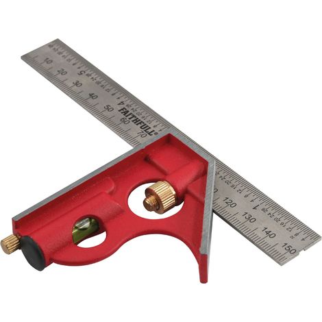 Équerre combinée 150 mm (6 po) – Outil de mesure et de traçage multifonction avec règle en acier inoxydable, niveau à bulle et pointe à tracer pour le travail du bois et du métal (1/5)