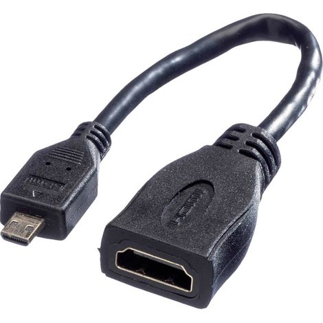 Câble de raccordement Value HDMI Prise femelle HDMI-A, Fiche mâle HDMI-Micro-D 0.15 m noir 11.99.5584 blindé Câble HDMI S348962 (1/3)