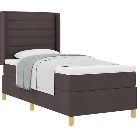 Maison Exclusive - Lit à ressorts avec matelas Marron foncé 90 x 200 cm tissu (1/5)