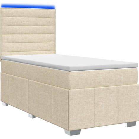 Maison Exclusive - Letto Box Spring LED con Materasso Crema 100 x 200 cm Tessuto (1/5)