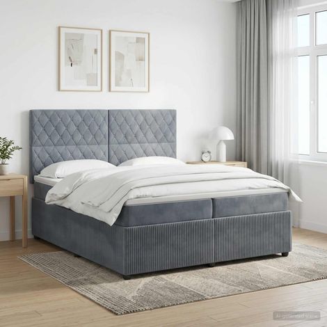Cama de muelles con LED y colchón Gris oscuro 200 x 200 cm (1/5)
