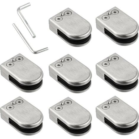 ZOLGINAH 8 PCS Pince à Verre 10-12mm Porte-Verre Clip en Verre en Acier Inoxydable 304 Support en verre Réglable en Verre pour Balustrade Escalier Main courante