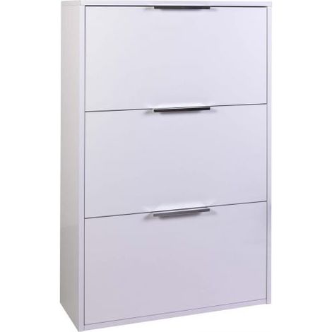 Scarpiera 3 ripiani ribaltabili colore laccato bianco cm 65x25x100h arredo bagno (1/5)