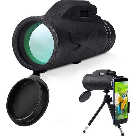 Télescope monoculaire haute performance 80x100 à prisme, avec support pour smartphone et trépied, étanche, idéal pour l'observation des oiseaux, la randonnée, le tourisme, les concerts, les événements (1/5)
