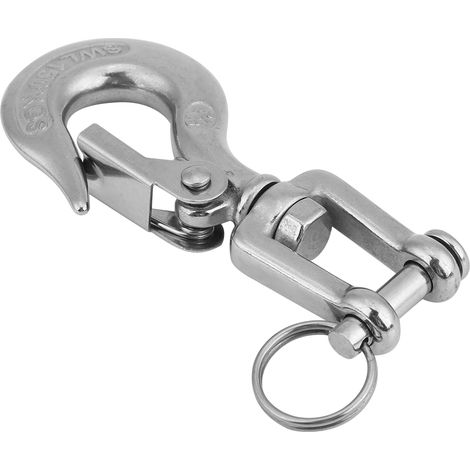 Crochet pivotant en acier inoxydable 304 pour levage, œil à rotule, charge max 150 kg, longueur 90 mm (1/5)