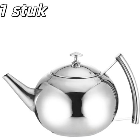 Bouilloire théière en acier inoxydable avec filtre grande capacité 2 L argentée pour préparer thé et boissons chaudes (1/5)