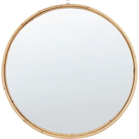 Specchio da parete decorativo con cornice rotonda in rattan ø 60 cm Barung