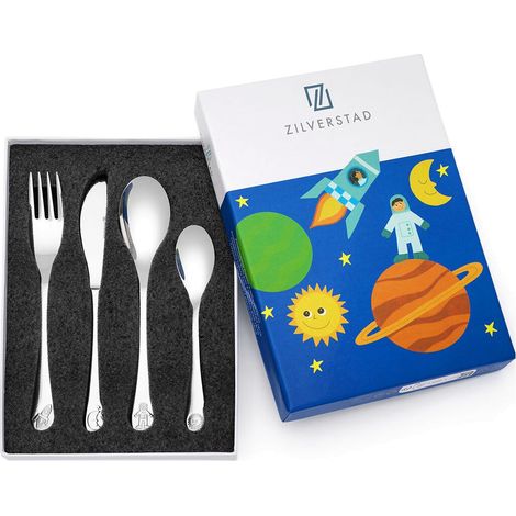 Set di posate per bambini con incisione - Cosmos  Dimensioni: 160x170x160x130 mm  Codice articolo: ZV4261070 (1/3)