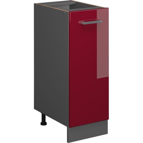 Muebles bajos R-Line, Rojo Burdeos alto brillo, 30 cm sin encimera, Vicco