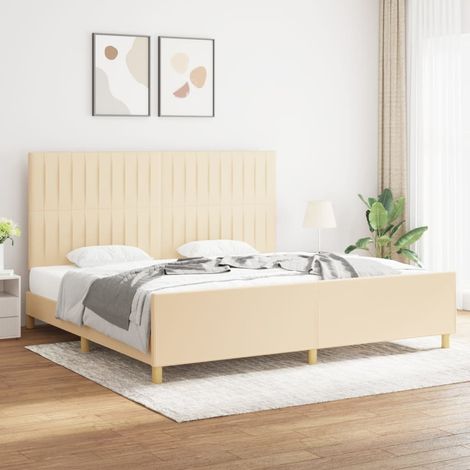 Bettgestell ohne Matratze Creme 200x200 cm Stoff vidaXL (1/5)
