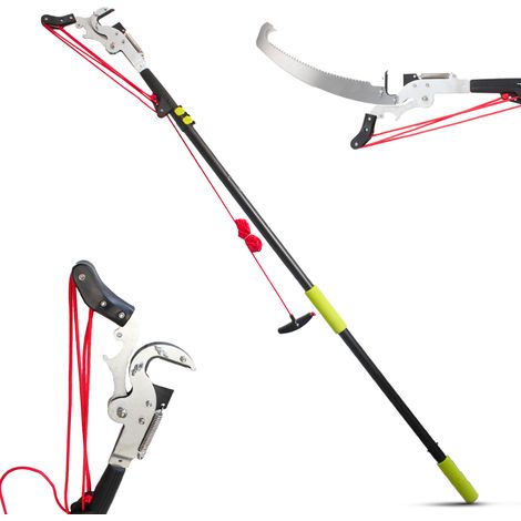 Fishtec – Échenilloir télescopique 2,08 à 4,25m – Manche en aluminium léger – Sécateur enclume pour branches jusqu'à 3,5 cm – Scie intégrée 36 cm (1/5)