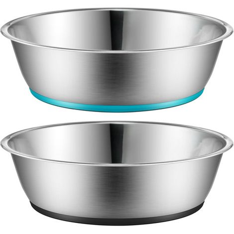 Lot de 2 gamelles pour chat et chien en acier inoxydable, bols antidérapants pour nourriture et eau, capacité 430ml (1/5)