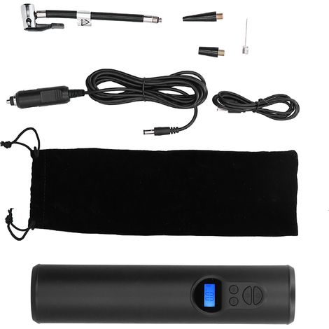 Mini Gonfleur Portable Sans Fil, Compresseur d'Air Rechargeable avec Écran LCD et Lampe LED pour Voiture, Vélo, Moto (1/5)