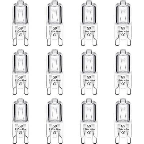 Confezione da 12 lampadine alogene dimmerabili G9 da 40W 230V, 0-100%, 480LM, bianco caldo 2700K, attacco G9 a due pin, senza sfarfallio, ideali per forni, lampadari, lampade da giardino e illuminazio