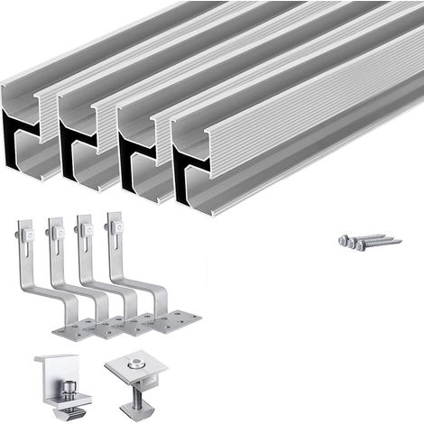 Kit de 6 rails solaires, crochet de toit, aluminium pour 2 modules PV, tuiles