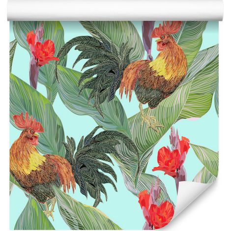 Carta da parati con foglie e fiori per soggiorno e camera da letto, 50x1000 cm (1/5)