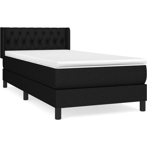 Lit simple Lit adulte Sommier à lattes de lit avec matelas Noir 100x200 cm Tissu