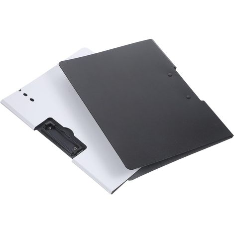 Juego de 2 carpetas de plástico ligeras tamaño A4, formato horizontal, blanco y negro, con clip para guardar archivos escolares y de oficina, carpeta portátil multifuncional. (1/5)