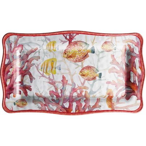 Regalo Italiano Vassoio Rettangolare Melamina Shell 48 x 28 Cm H 2 Cm Rosso 1 Pz