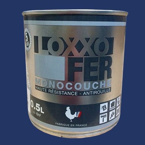 Peinture fer antirouille 0,5 L bleu nocturne – Résine alkyde uréthane – Finition brillante pour métal – Protection contre intempéries – Loxxo (1/2)