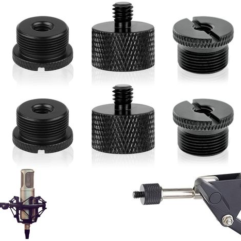 Adaptateur De Vis Micro - Aluminium - 5/8 Femelle À 3/8 Mâle - 3/8 Femelle À 5/8 Mâle - 5/8 Femelle À 1/4 Mâle - 1/4 Femelle À 5/8 Mâle - Lot De 6 (1/5)