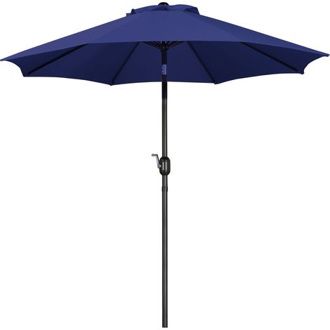 Yaheetech Ombrellone da Giardino Inclinabile con Manovella in Alluminio e Poliestere Impermeabile Anti UV da Esterno Spiaggia Terrazze Bar Balcone ø 270 x 240 cm Navy Blu (1/5)