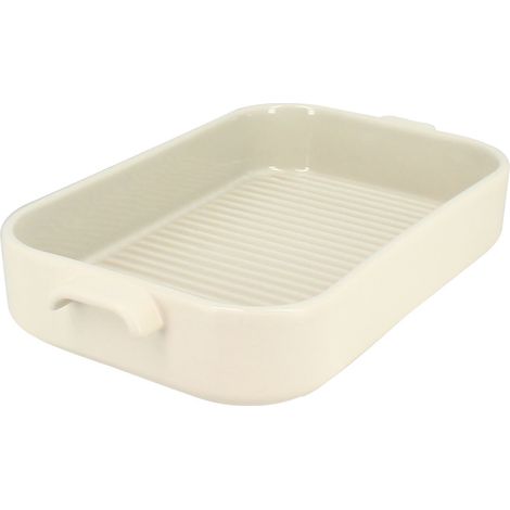 MENASTYL - OCTAVE PLAT A FOUR GRILLE RECTANGLE 840 ML BEIGE 26.5 X 15 CM EN GRES