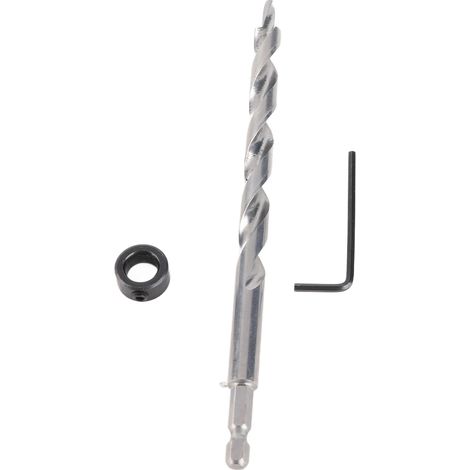 Broca de punta cincelada de 3/8" con tope de profundidad ajustable para trabajos de carpintería. (1/5)