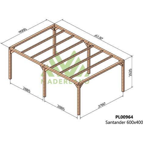 Pérgola de Madera Laminada Santander (Maderland) - Gardeneas - 600 x 400 cm