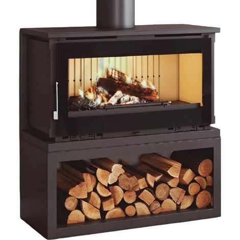 Fm Calefaccion – Poêle à bois raccordable 12.6 kW – Système double combustion – Évacuation supérieure – Longueur bûche 62 cm – Classe énergétique A+ (1/5)
