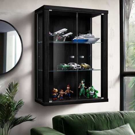 K-Möbel Vitrine Murale Noir 80x60x25cm 2 Tablettes ESG Made in Germany