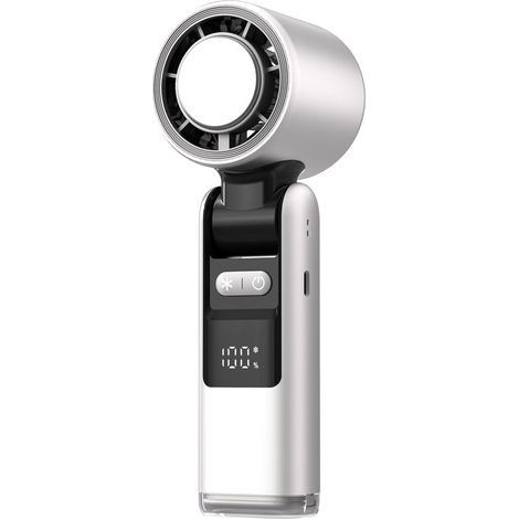 Handheld fan with cooling function - 4000 mAh - Powerful cooling, long battery life - 100 wind speed settings - Cooling mode - White (1/5)