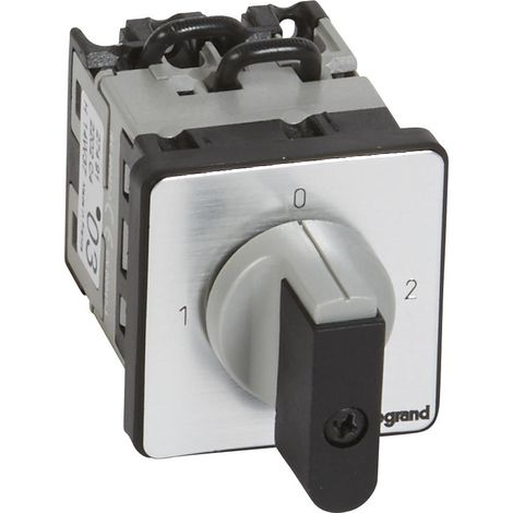 Commutateur à cames inverseur avec position arrêt 90° PR12 2 Pôles 4 contacts fixation par vis sur porte LEGRAND 027491