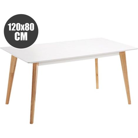 Muvip mesa design d900 - patas macizas de madera de haya - superficie mdf espesor 18mm - 120x80cm - color blanco