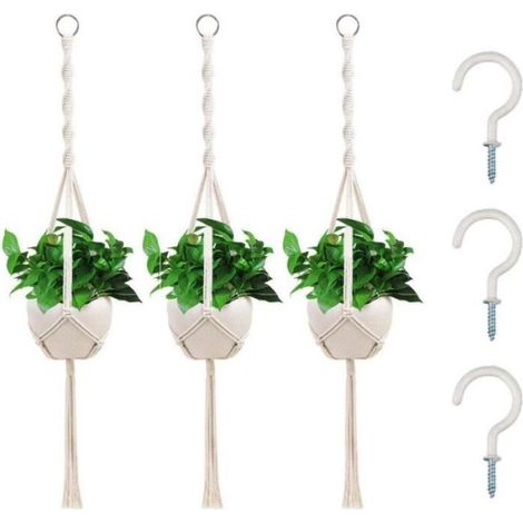 Cintre Pour Plante - Coton Blanc - Charge Maximale 6,8 Kg - Installation Suspendue - 3 Pièces (1/4)